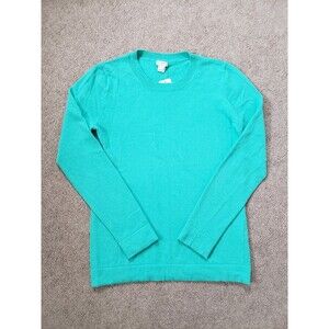 J. Crew Women's Plain Crew-Neck Sweater Jumper Wool Blend Emerald Green Small